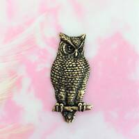 ANTIQUE BRASS Large Owl On Branch ~ Owl Stamping ~ Jewelry Ornament Finding (BB-014)