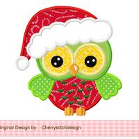 Christmas owl Machine Embroidery Applique Design -4x4 5x5"
