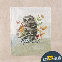 Owl Gifts - Personalized Owl Blanket - Bird Lover Gift - Gift For Owl Lovers - Owl Themed Gifts With