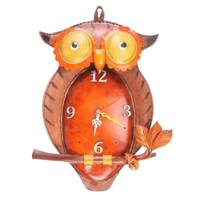 Brown Owl Genuine Leather Wall Clock, Crab Marine Pattern Design