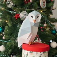 Barn Owl (Size S) - Low poly, Papercraft Sculpture, Digital download, PDF template