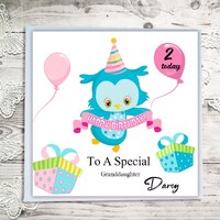 Personalized Owl Birthday Card: Handmade 6x6 Square Card