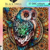 Colorful Owl- Chart Counted Cross Stitch Pattern craft PDF