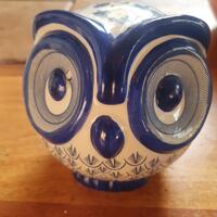 Modern Ceramic Owl Statue, Jingdezhen Blue and White Porcelain Owl Sculpture, Cute Owls Figurines Sh