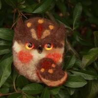 owl pin felt brooch fiber art unique jewellry bird lover gift shawl decoration bag aaccessory hat pi