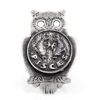 Silver Pisces Coin Ring, Silver Owl Ring, Horoscope Ring, Astrology Ring,  Birthday Gift, Zodiac Sil