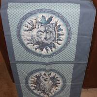 Vtg, Spring Industries, Pillow, Panels, Pillow Panels, Owl, Wolf, Blue, Sewing, New Vintage, Fabric