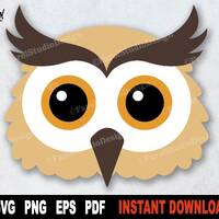 Owl Face SVG, Animal Clipart (Digital Download)