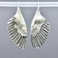 Brooke Stone Owl Wing Earrings in Silver