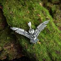 snowy owl pendant, Norse Mythology Necklace, Norse Wisdom Jewelry, Sacred Animal Amulet, whitch pend