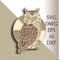 3D Owl multilayer SVG/ Owl cut file/ 3D layer/ Plywood cutting/ Paper cutting/ SVG file/ 3D mandala 