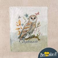 Personalized Owl Blanket - Bird Lover Gift - Gift For Owl Lovers - Owl Themed Gifts With Name - Gift