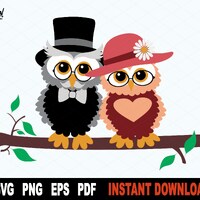 Couple Owls SVG: Valentines Day Cricut Cut File (Digital Download)