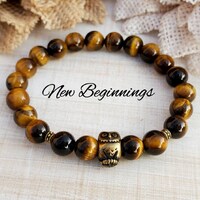 Owl gemstone bracelet, Tiger Eye Healing Bracelet, Energy Bracelet, Yoga Bracelet, Spiritual Bracele