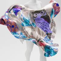 Owl Silk Square Scarf for Women Handmade, Hand painted Silk Scarf Square, Owl Lovers Gift, Multi col