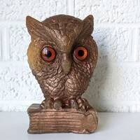Vintage Molded Wax Owl Figurine | Not a Candle! | Owl on a Book