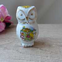 Figurine chouette hibou en c&eacute;ramique du Pays Basque d&eacute;cor Soleil et danseurs &ndash; s