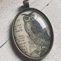 horned owl pendant - horned owl necklace - horned owl keychain - owl necklace - witchy jewelry - bir