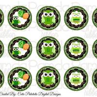 St Patrick's Day Owl Images, Bottle Cap Printable (Digital Download)