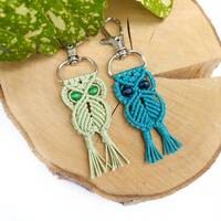Handmade Macrame Owl Keychain, Boho Bag Charm