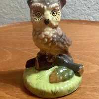 Ceramic Small Owl on Branch Figurine | 2.5” tall | Nice condition as pictured