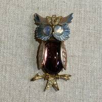 Figural Owl Rhinestone Jelly Belly Signed ART