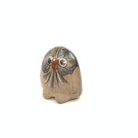 Vintage Mexico Stoneware OWL Bird Tonala Folk Art Mexican Pottery~Sculpture Figurine Boho Style~Dese
