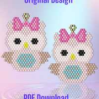 Baby Owl Beaded Brick Stitch Earring Pattern PDF  Seed bead, Bead weaving