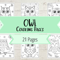 Owl Coloring Book Pages - 21 Owl Pictures to Color - Owls, Birds, Outdoors Coloring Pages - Coloring