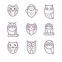 Minimalist Owl Logo Set: Hand Drawn Kawaii Vector Graphics (SVG, PNG, JPG)