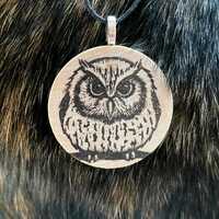 Owl Necklace. Wood pendant can be personalized.