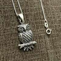 Sterling Silver Owl Pendant-Owl Necklace-Animal Necklace-Unisex Pendant