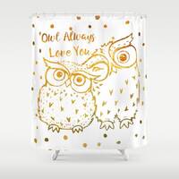 Owl Bathroom Decor, Shower Curtain, Owl Always Love You, Bird Bath, Pink and Blue shower curtain, Ow