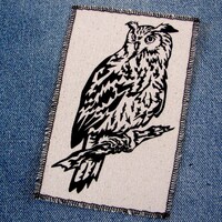 One owl canvas patch, finished edge, any color you choose, FREE SHIPPING USA