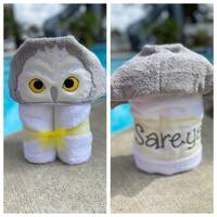 White Owl Hooded Towel/ Snow Owl Hooded Towel/ Animal Hooded Towel/ Child Hooded Towel/ Kids Hooded 