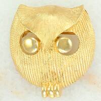 Vintage Trifari Owl Brooch: Gold Tone Figural Pin, 1960s Jewelry