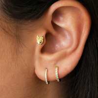 18G Dainty Owl Cartilage Flat Back Labret Stud • cute stud earrings • tragus stud • f