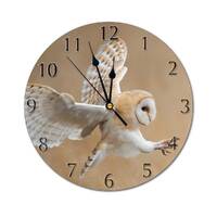 10.5" Barn Owl Clock, Personalized Wall Hanging, Custom Round Non-ticking MDF Numberless Wall C