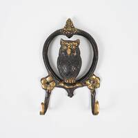 Owl Bronze Hook, 7.8" Figurine, Hanger, Artwork, Animal Figurine, BrassArt, Unique Room D&eacut