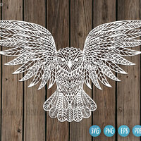Owl svg design for Cricut and Silhouette, mandala owl svg, Birds svg, flying bird svg, Bird clipart