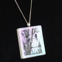Owl Fused Glass Rainbow Dichroic Pendant