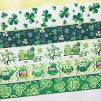 St. Patrick's Day Grosgrain Ribbon, Shamrock Ribbon, Owl Ribbon, 1 Yard of Each (5 Total Yards)