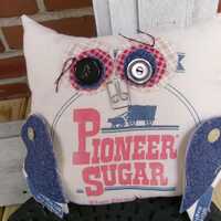 Owl,sugar sack owl, stuffed owl, sack owl, fabric owl, primitive owl, cloth owl, pillow, decorative 