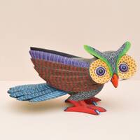 Hand Carved Copal Wood Owl Alebrije | Mexican Folk Art Sculpture, Oaxaca Decor