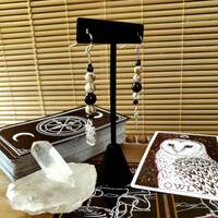 Owl, Feldspar & Black Jasper Earrings