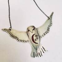 Owl with moon and stars necklace