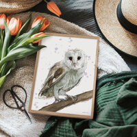 Barn Owl Art Print - British Bird Wildlife Wall Art - A4 Woodland Animal Print - Recycled Paper - Ow
