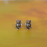 Sterling  Silver  925  Owl  Ear  Stud  Earrings
