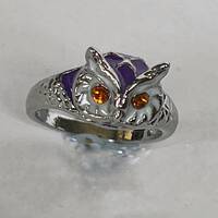 Enamel and Crystal Owl Ring