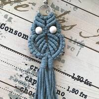 Porte-clés en macramé HIBOU